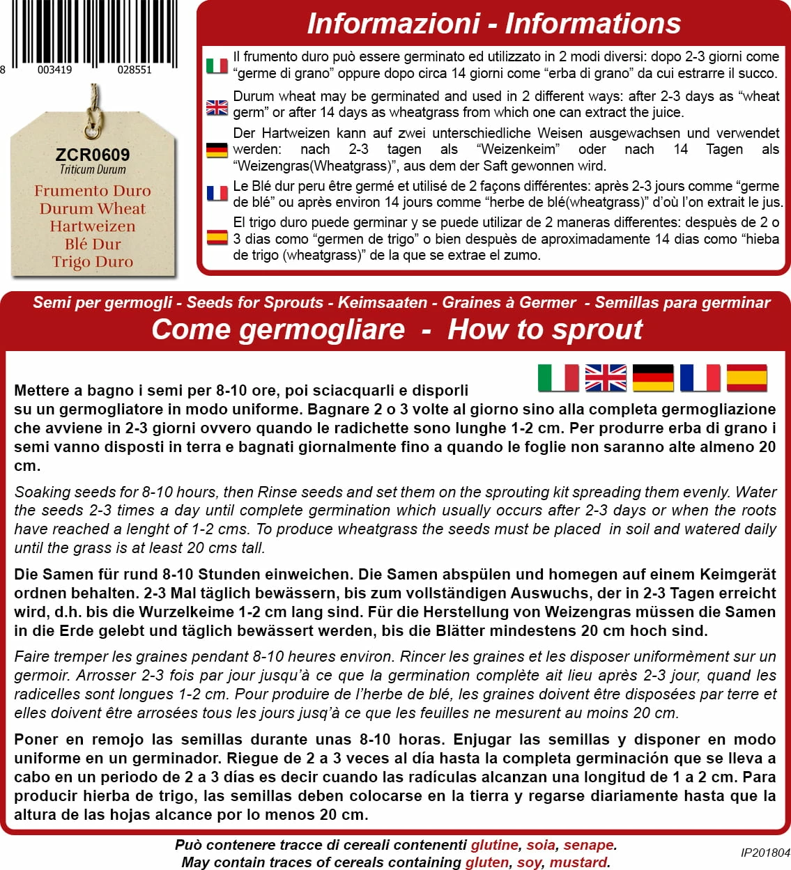 Bio Keimsprossen "Hartweizen", 80 G 1 Bio Keimsprossen "Hartweizen", 80 G