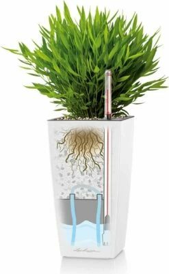 LECHUZA Tischgefäß MAXI CUBI, Weiß Hochglanz