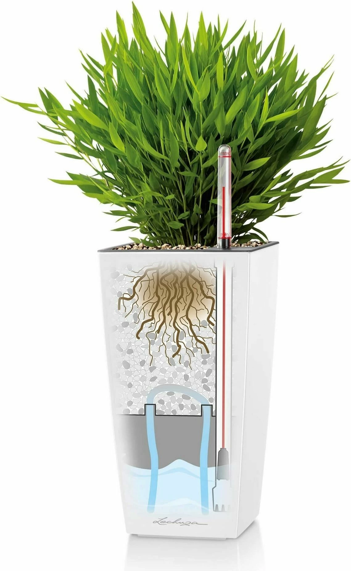 LECHUZA Tischgefäß MAXI CUBI, Weiß Hochglanz 1 LECHUZA Tischgefäß MAXI CUBI, Weiß Hochglanz