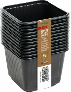 12 Kunststofftöpfe9 Cm Quadr., Schwarz