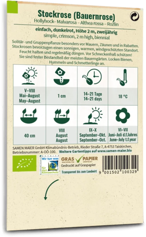 Bio Stockrose - Bauernrose -Gartenbedarf Verkaufsladen samen maier bio stockrose bauernrose 1670636 de