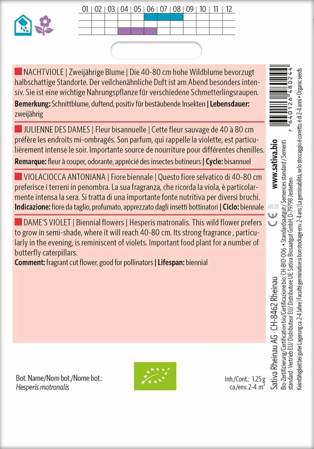 Bio Zweijährige Blume "Nachtviole" 2 Bio Zweijährige Blume "Nachtviole" – Bild 2